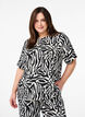 Short-sleeved blouse with zebra print, Black, Model image number 0