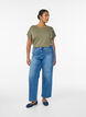 Short sleeved cotton blend t-shirt, Green, Model image number 1