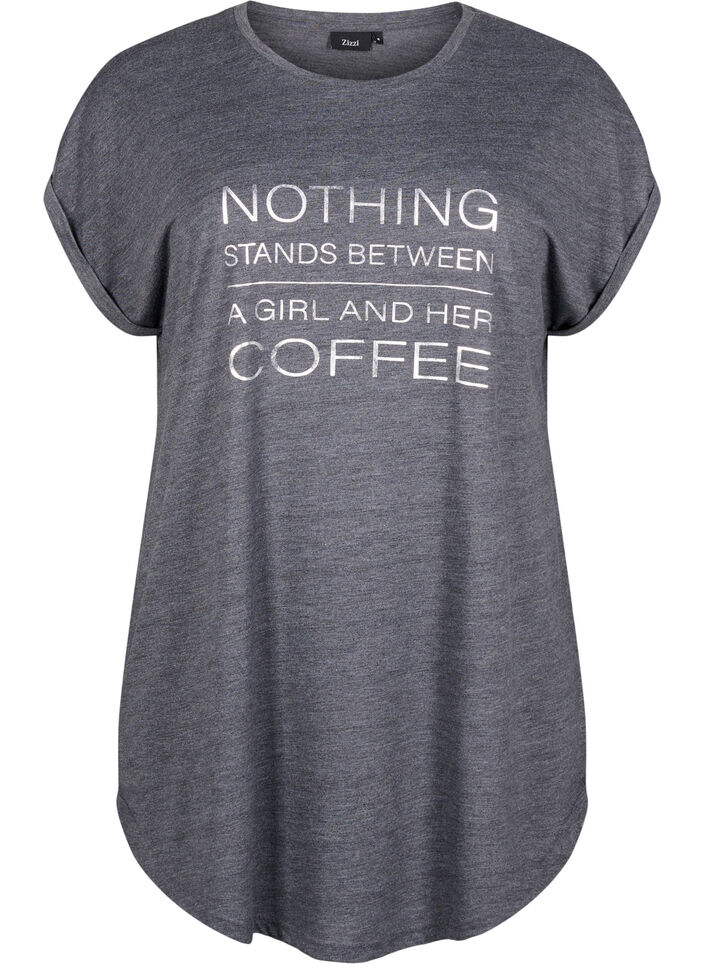 Short sleeve nightgown with text print, , Packshot image number 0