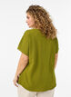 Blouse with short sleeves and a round neckline, Green, Model image number 2