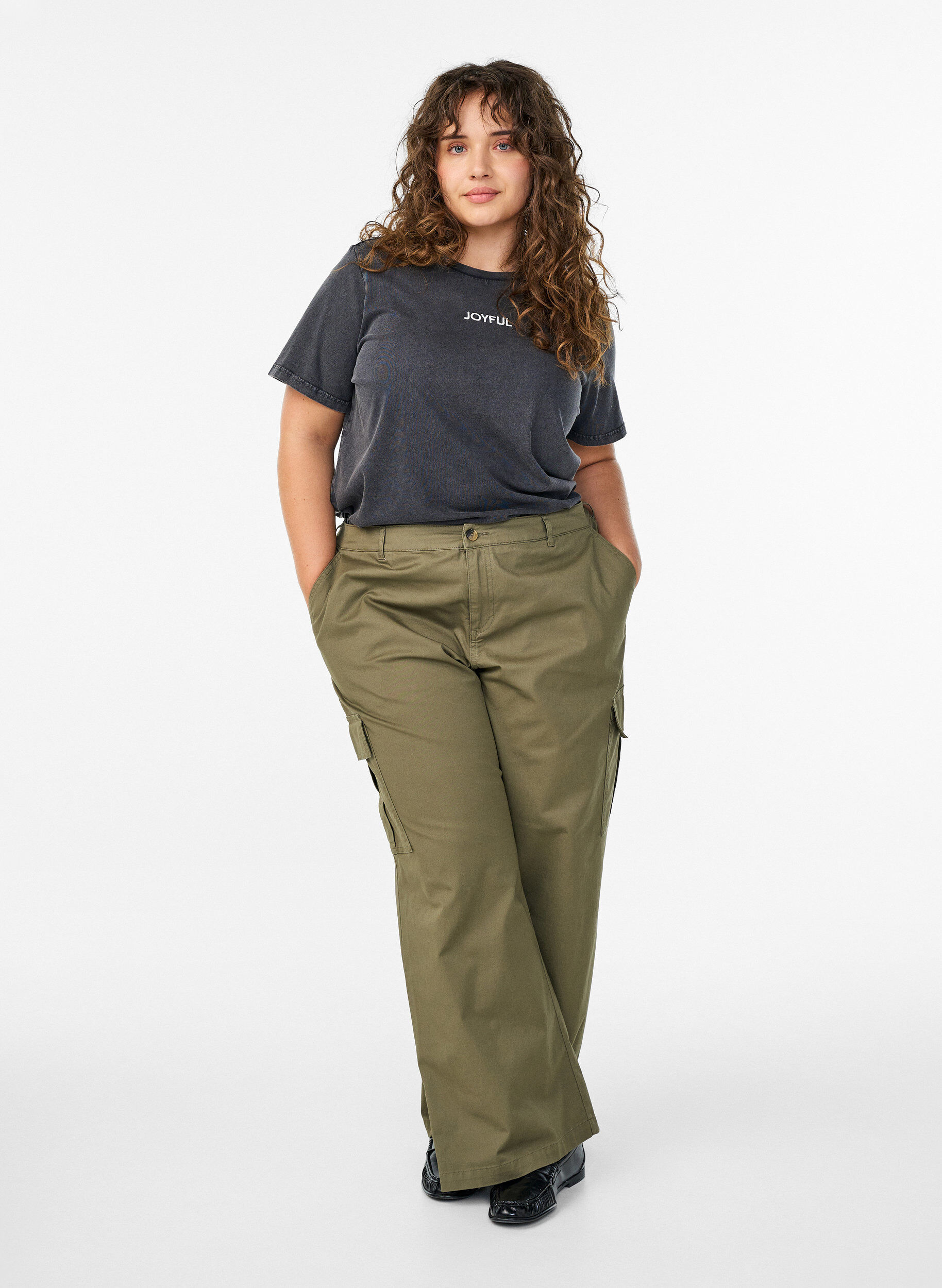 Zizzifashion T-shirt in organic cotton with back print, Dark Grey, Model image number 1