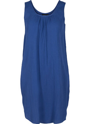 Sleeveless cotton dress in an A-line cut, Twilight Blue, Packshot image number 0