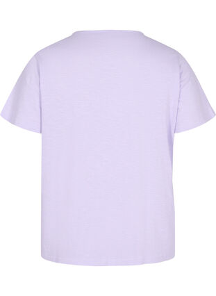 Cotton t-shirt with lace ribbon, Lavender, Packshot image number 1