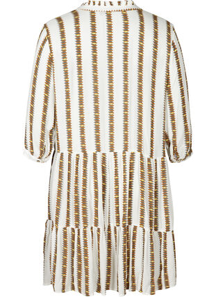 Striped viscose dress with button fastening, White Comb, Packshot image number 1