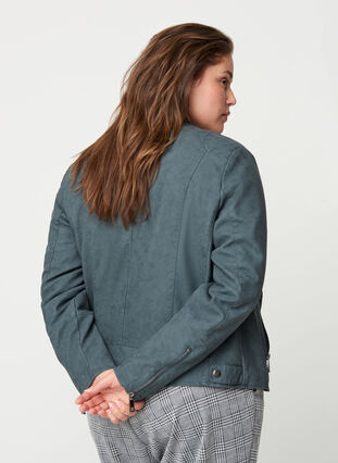 Short faux suede jacket, Dark Slate, Model image number 1