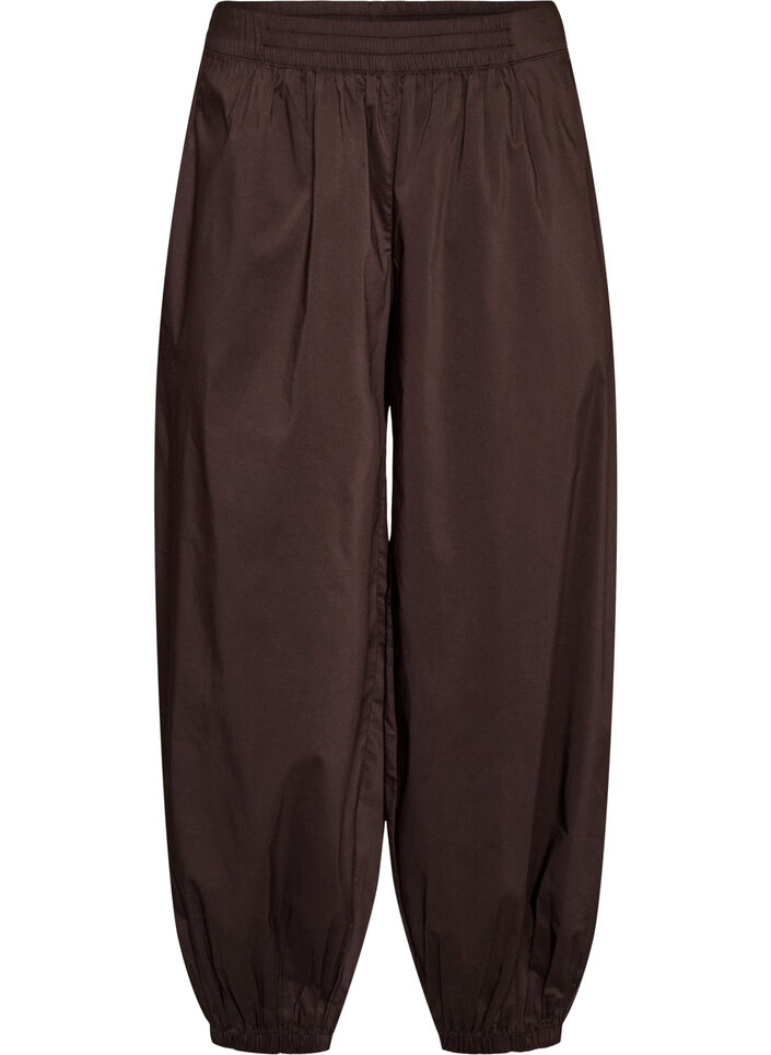 Balloon trousers with pockets and an elasticated waistband, Brown, Packshot image number 0