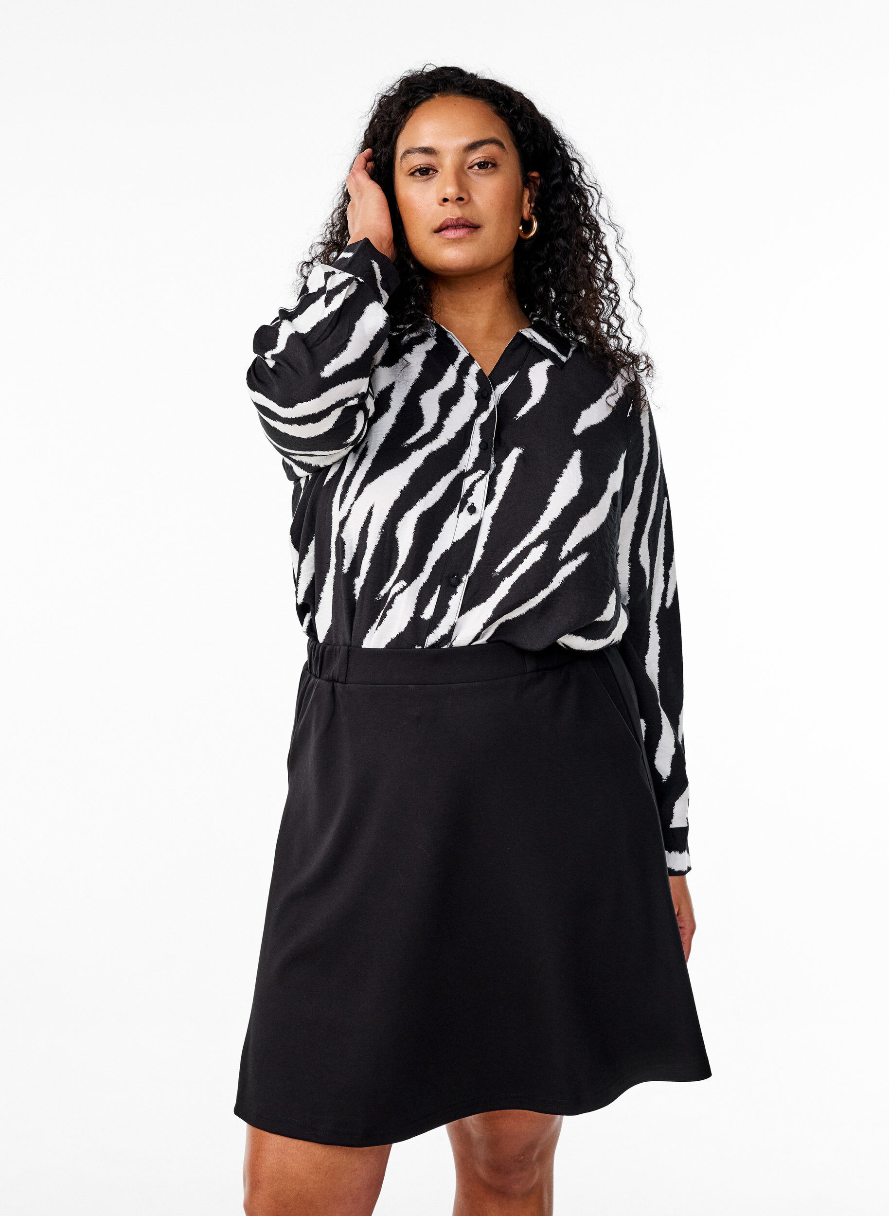 Skater skirt in viscose, Black, Model