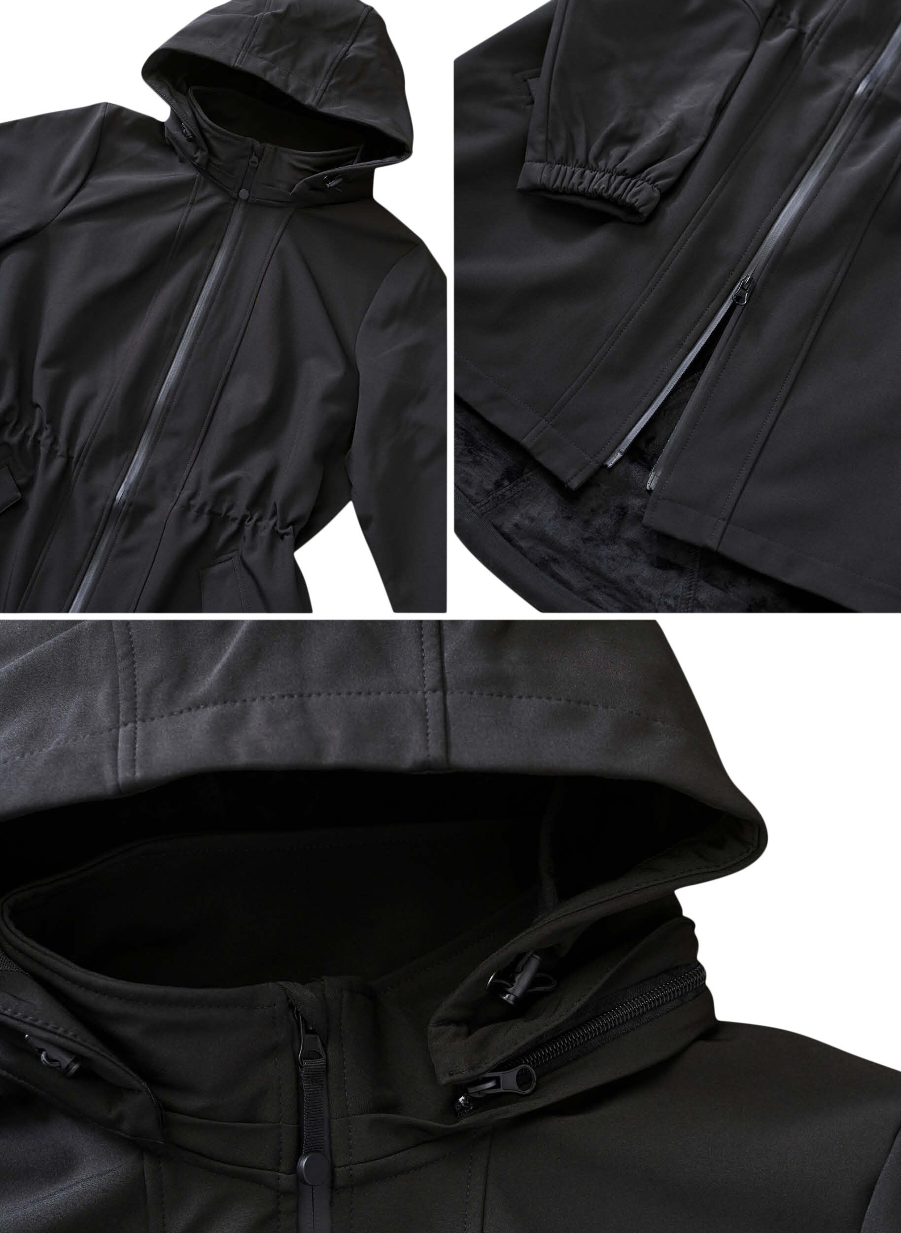 Zizzifashion Hooded softshell jacket, Black solid, Packshot image number 4
