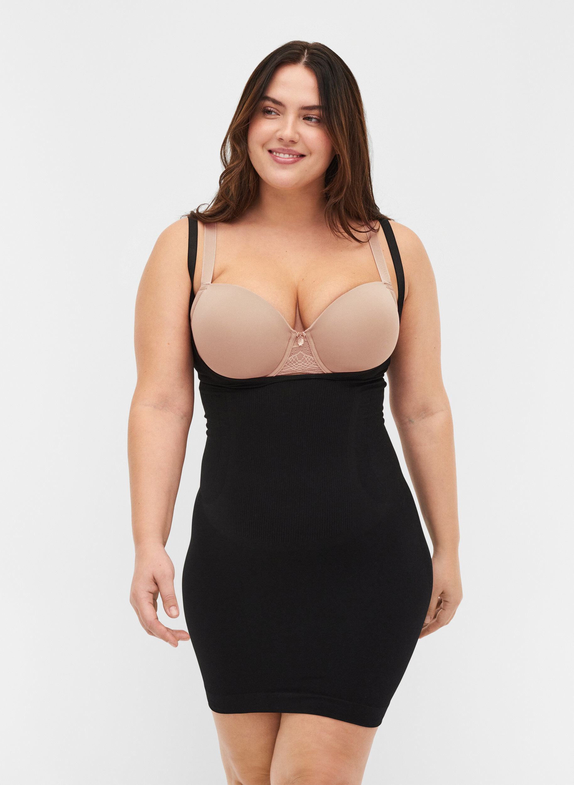 Torsette shapewear with thin straps, Black, Model