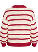 Striped knit blouse with a polo collar, Vanilla, Packshot image number 1