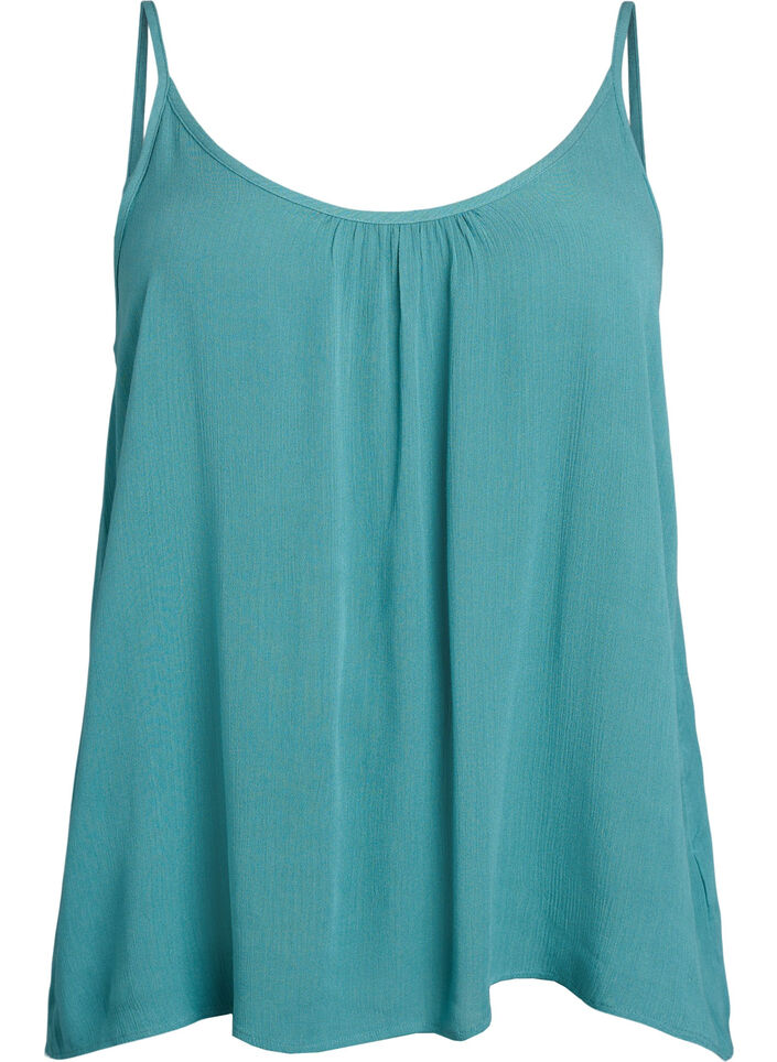 Strap top in viscose, Blue, Packshot image number 0