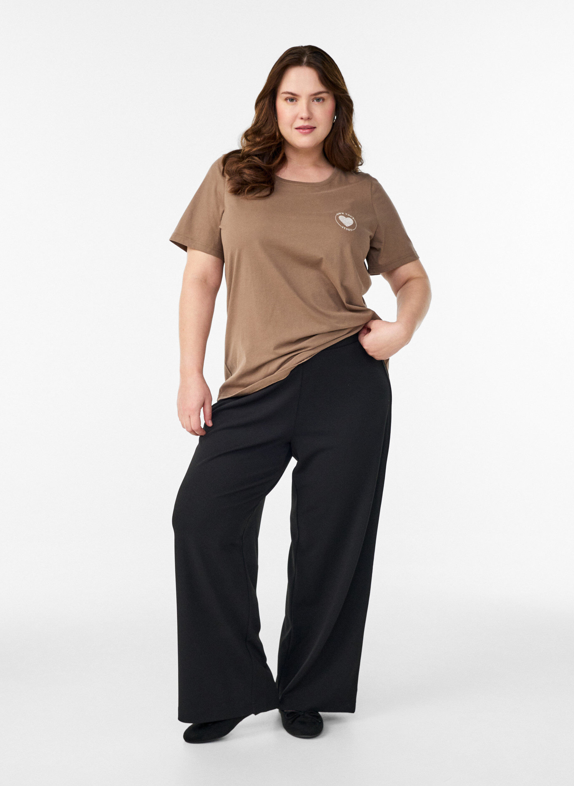 Zizzifashion T-shirt with motif, Brown, Model image number 1