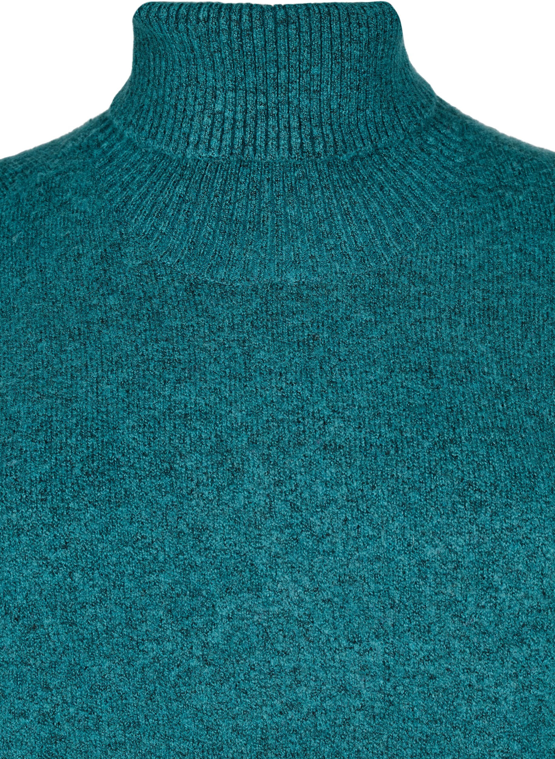 Zizzifashion Knitted turtleneck blouse, Atlantic Deep Mel., Packshot image number 2