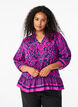 Blouse with print and 3/4 sleeves, Blue, Model image number 0