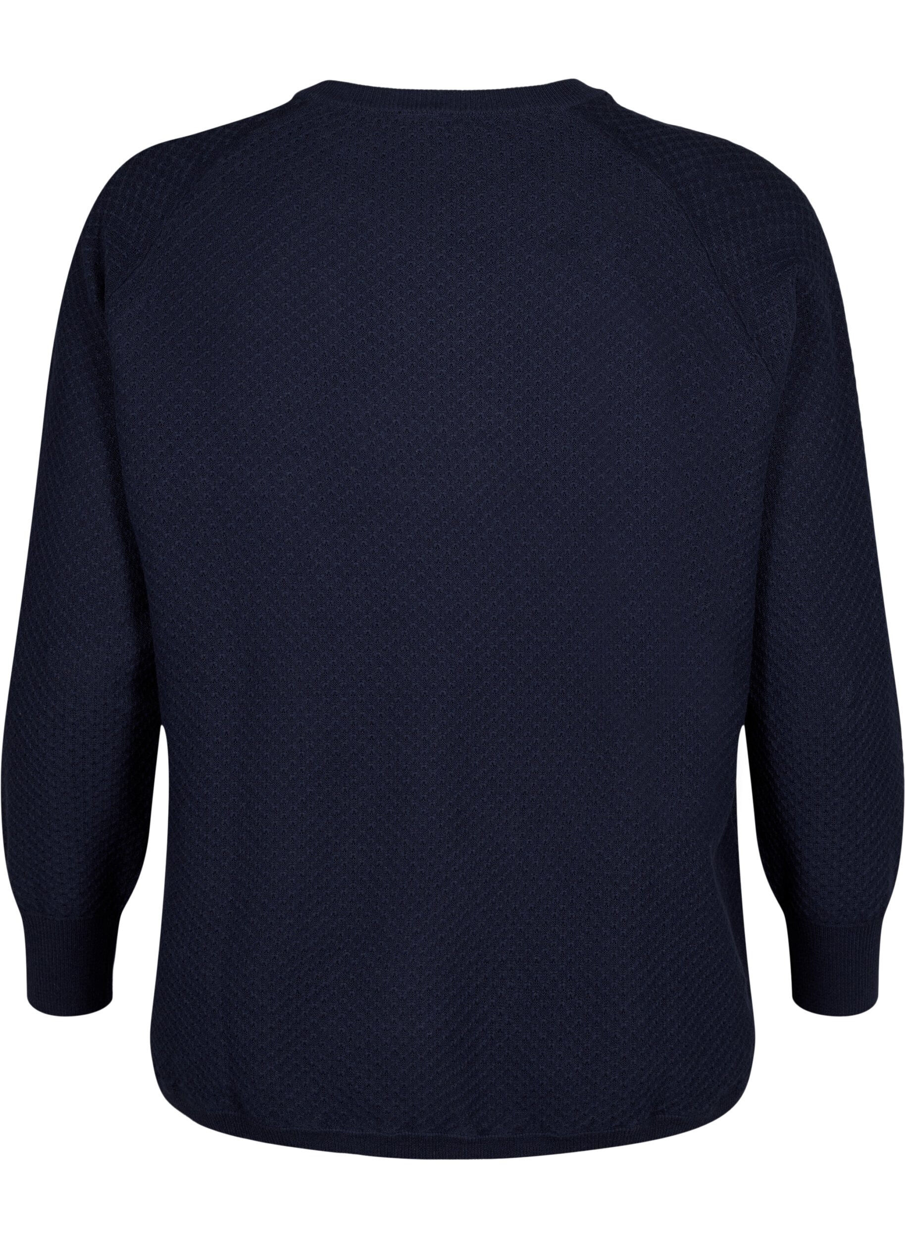 Zizzifashion Pullover in organic cotton with texture pattern, Navy Blazer, Packshot image number 1