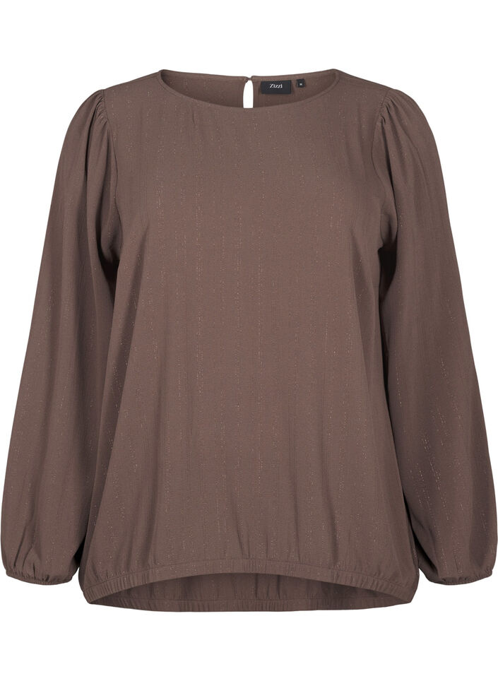 Blouse with silver glitter, Brown, Packshot image number 0