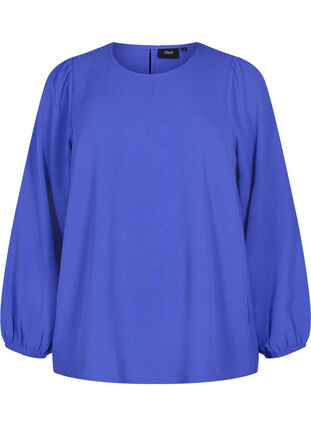 Blouse with puff sleeves, Royal Blue, Packshot image number 0