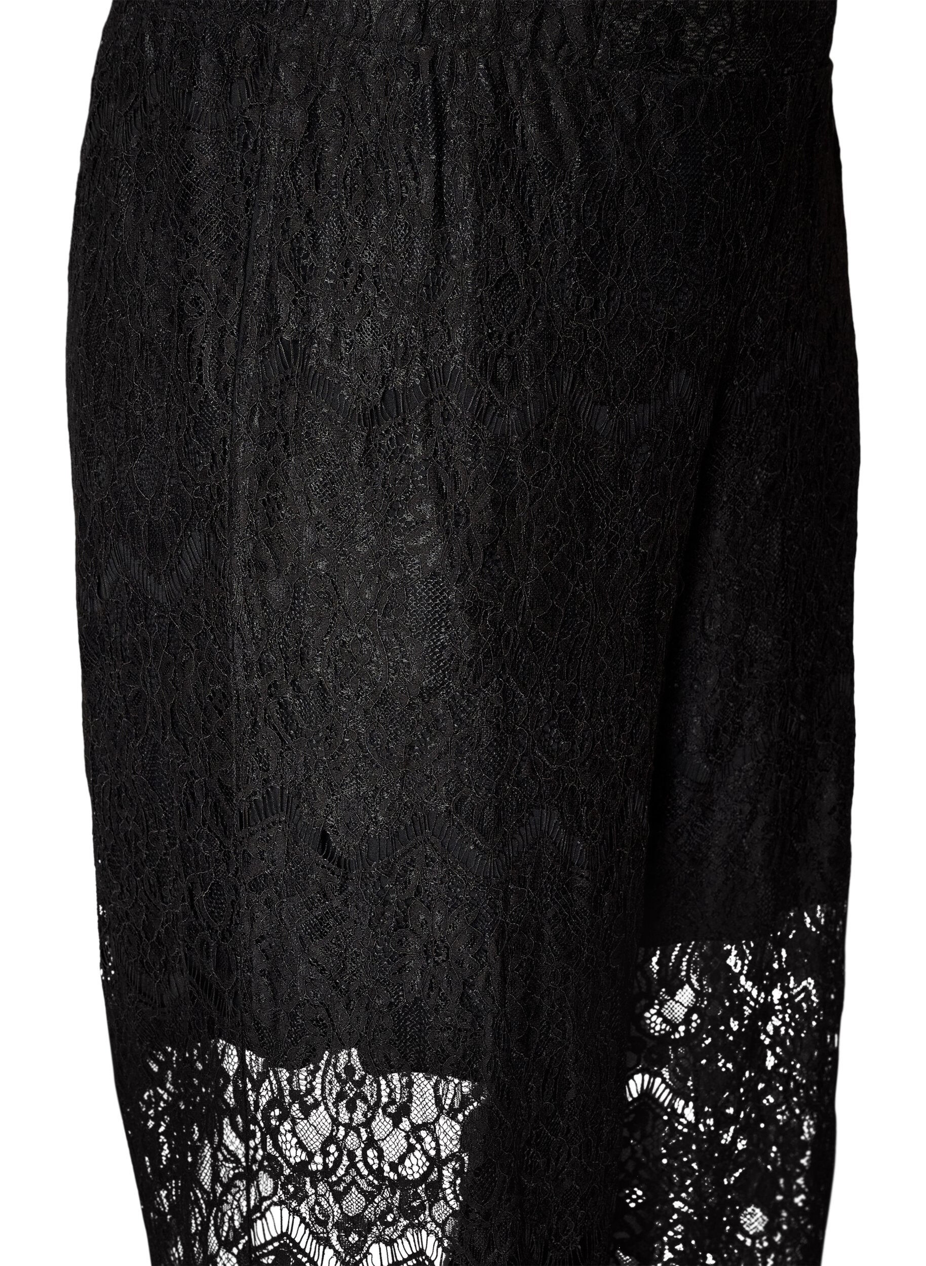ZizzifashionLace trousers with straight legs and inner shorts, Black, Packshot image number 2