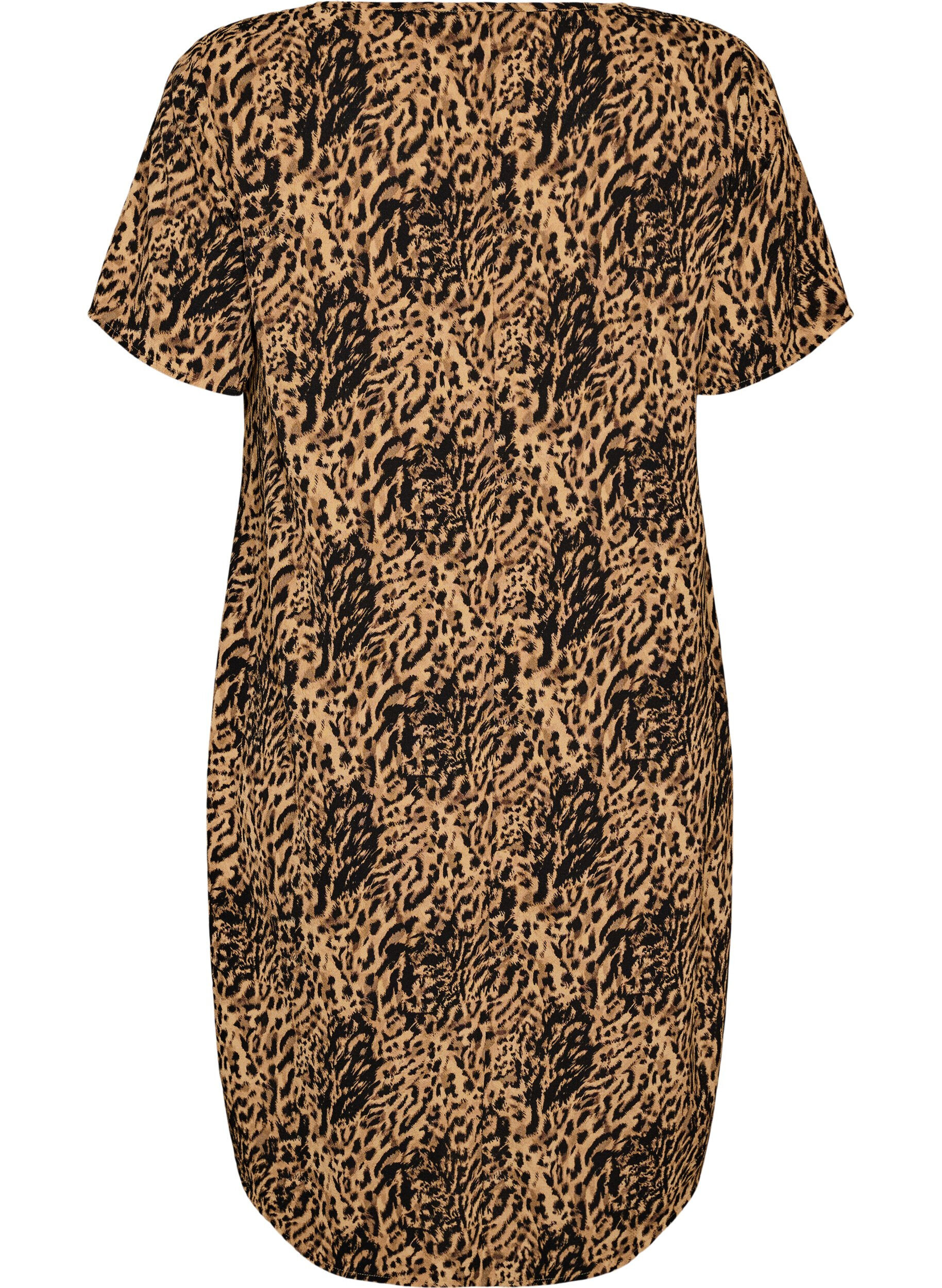 Zizzifashion Dress with print and short sleeves, Brown, Packshot image number 1