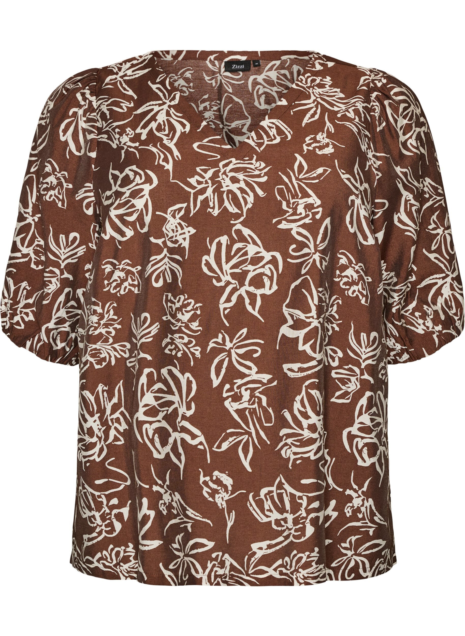 Viscose blouse with V-neck