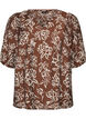 Viscose blouse with V-neck, Brown, Packshot image number 0