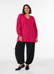 Long rib-knit blouse with a V-neck, Pink, Model image number 1