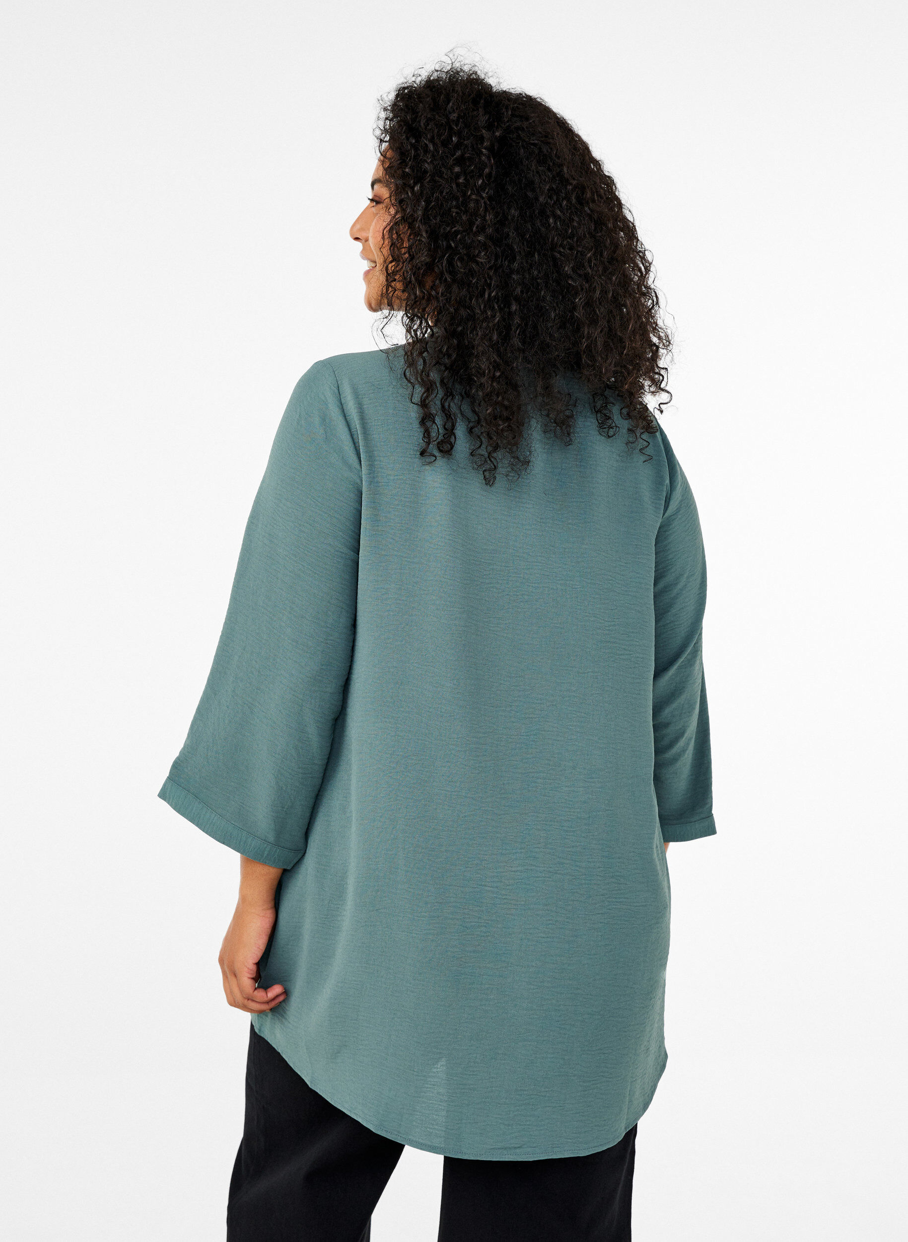 Zizzifashion Tunic with 3/4 sleeves, Green, Model image number 2