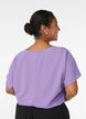 Blouse with short sleeves and a round neckline, Purple, Model image number 2