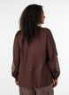 Viscose shirt with embroidered sleeves, Brown, Model image number 2