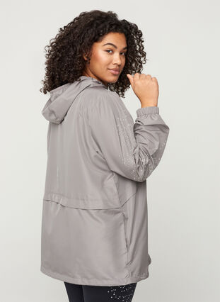 Sports jacket with hood and reflectors, Grey Silver, Model image number 1