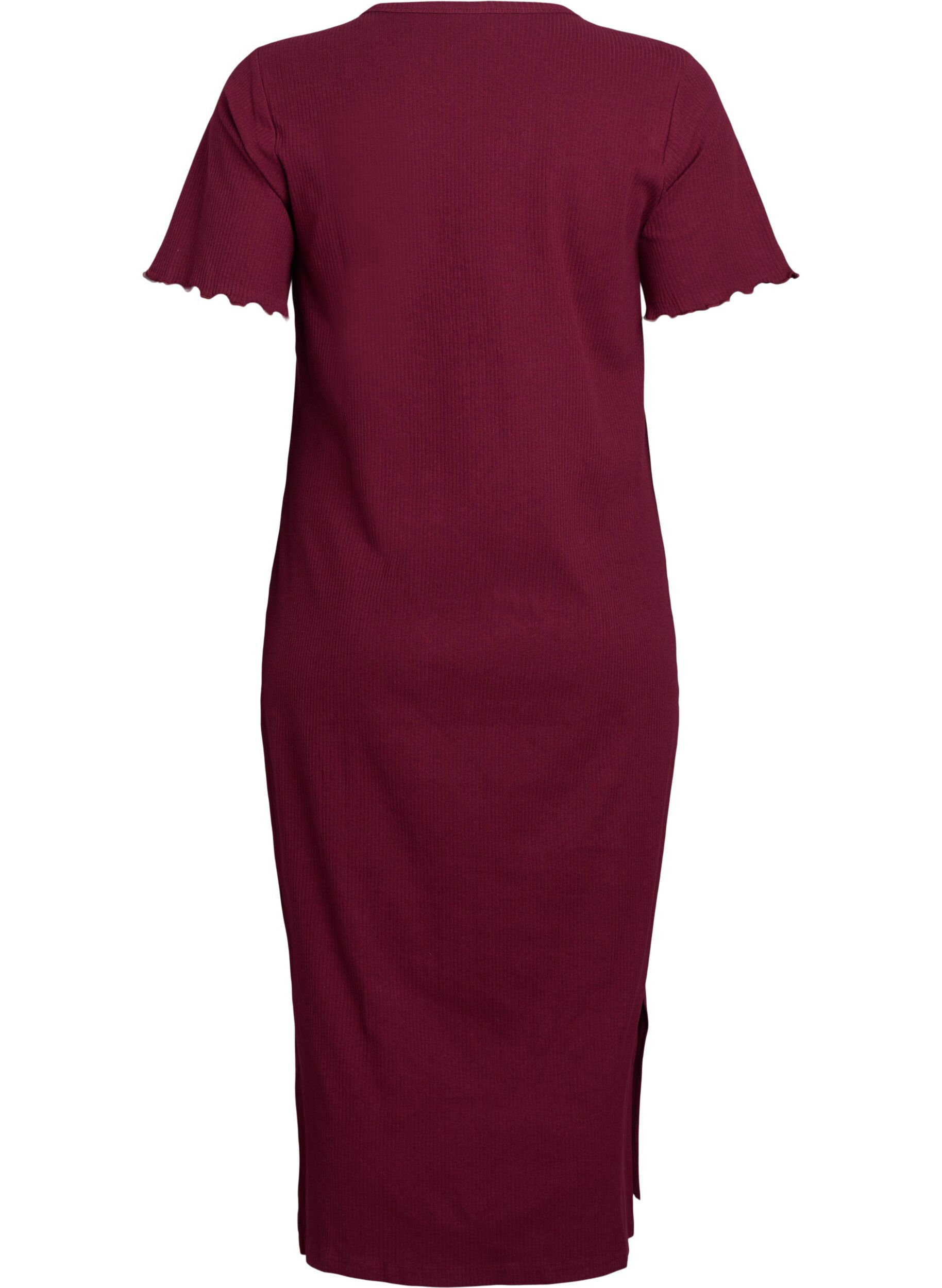 Zizzifashion Maxi dress in jersey with short sleeves, Dark Bordeaux, Packshot image number 1