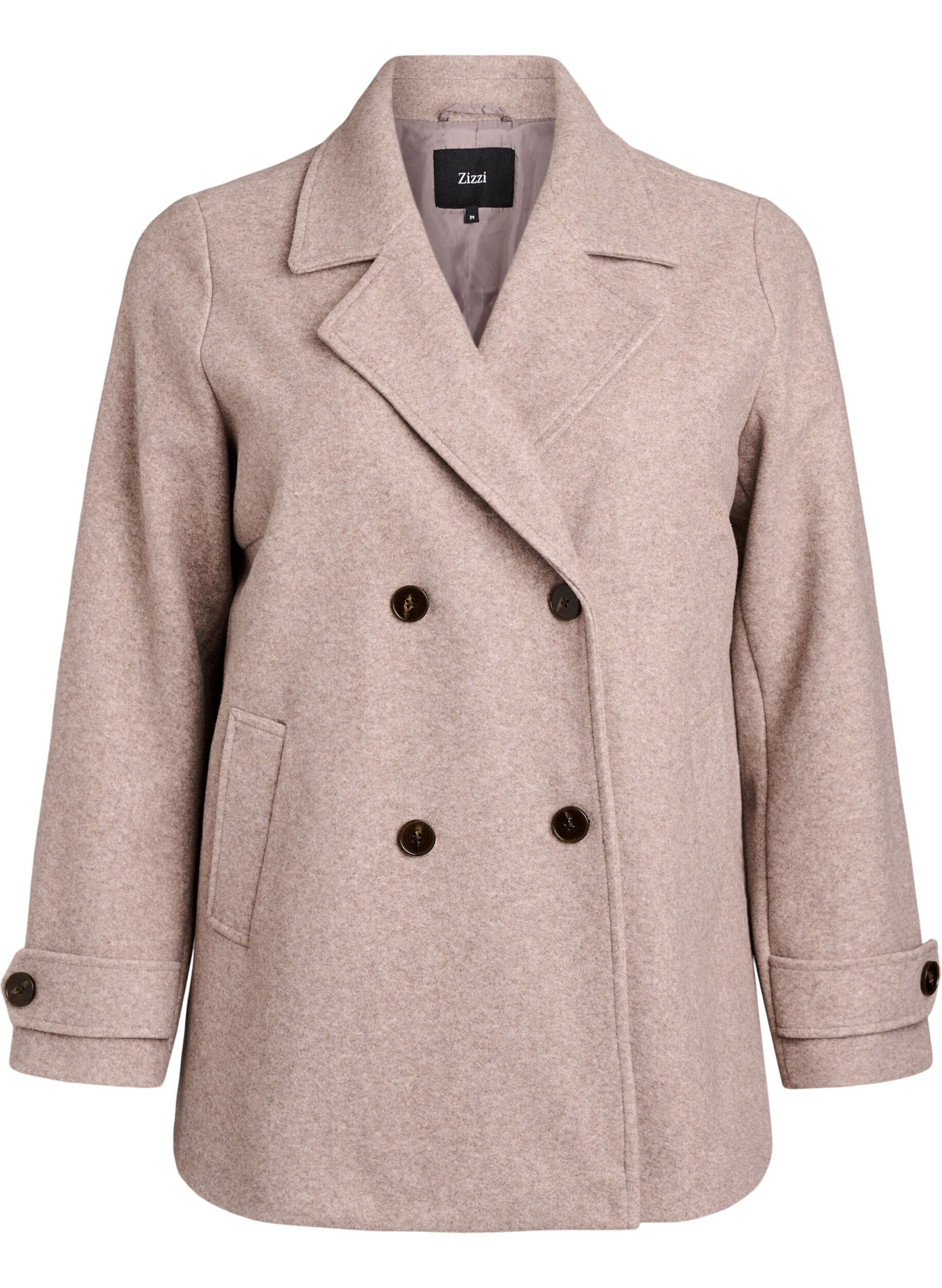 ZizzifashionShort coat with double-breasted button closure, Beige, Packshot image number 0