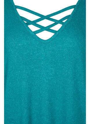 Promotional item - Long-sleeved viscose blouse with v-neck, Teal Green Melange, Packshot image number 2