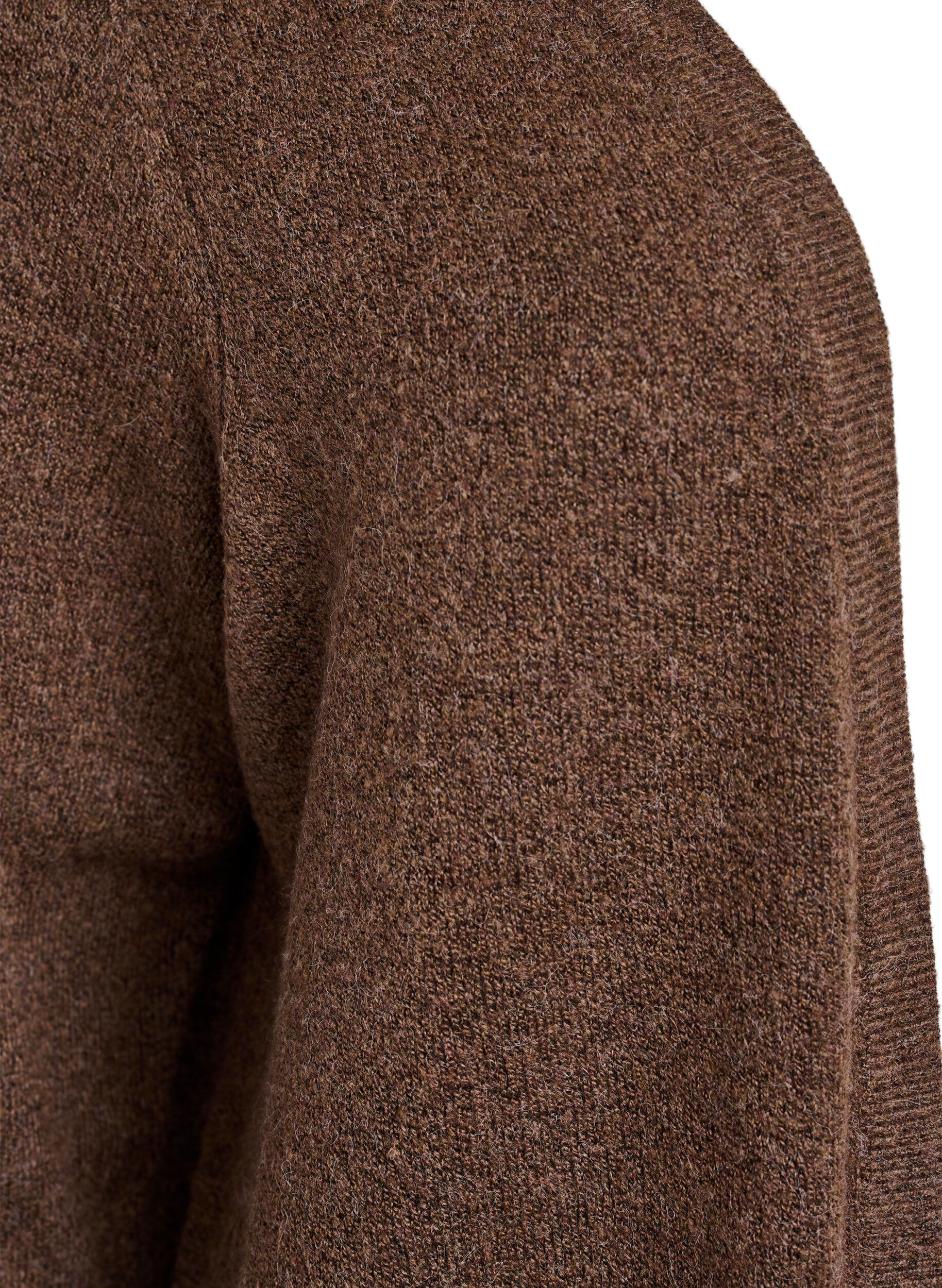 Zizzifashion Ribbed Knit Cardigan with Pockets, Brown, Packshot image number 2