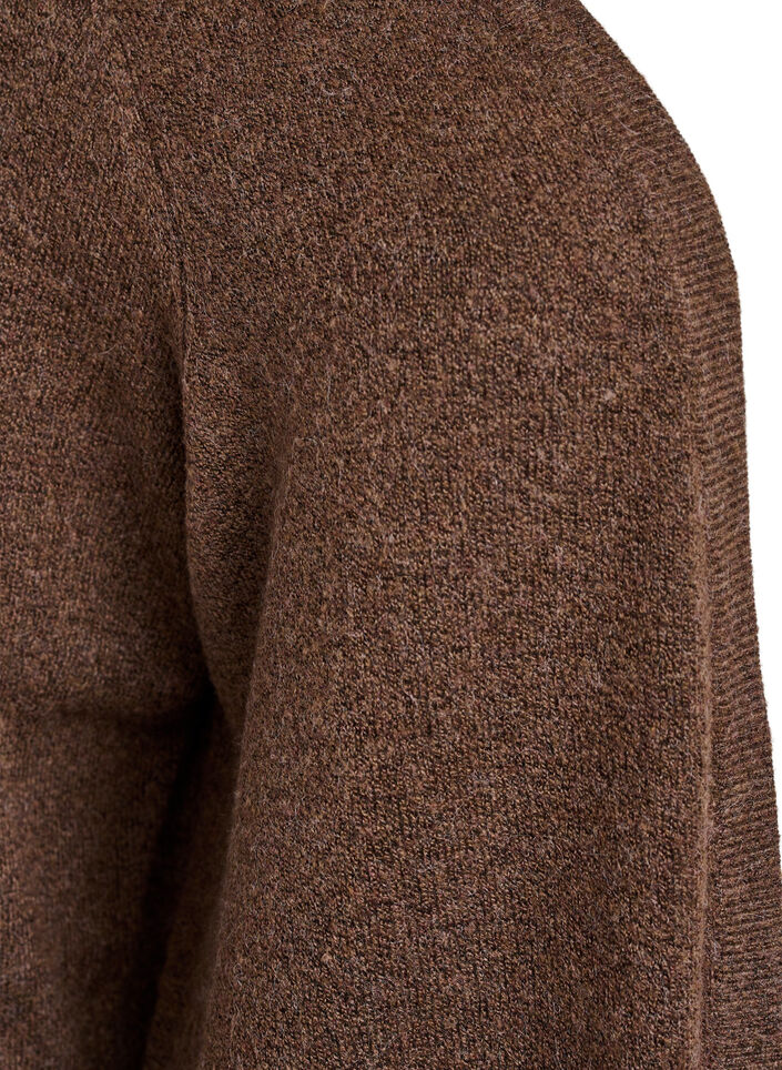 Ribbed Knit Cardigan with Pockets, Brown, Packshot image number 2