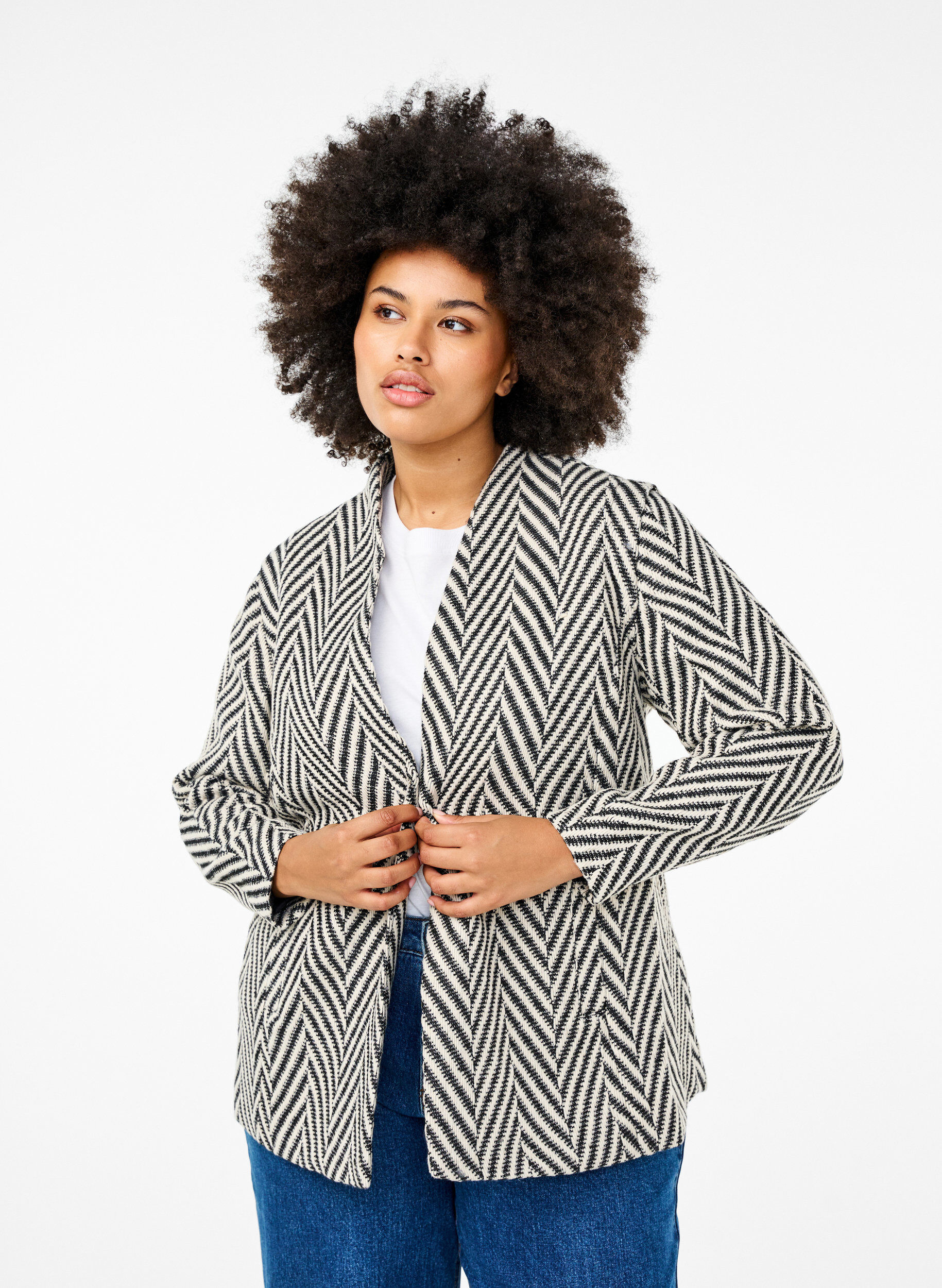 Zizzifashion Patterned jacket, Black w. White, Model image number 0