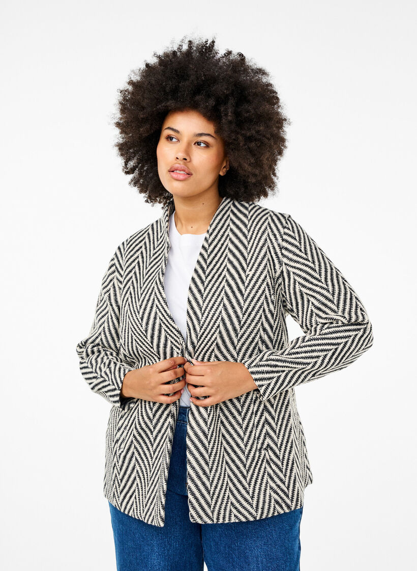 Patterned jacket, Black w. White, Model image number 0