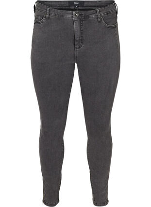 Cropped Amy jeans with a high waist and zip, Grey Denim, Packshot image number 0