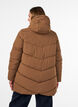 Mid-length puffer jacket with hood, Brown, Model image number 2