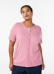 Short-sleeved knit cardigan in viscose, Rose, Model image number 0