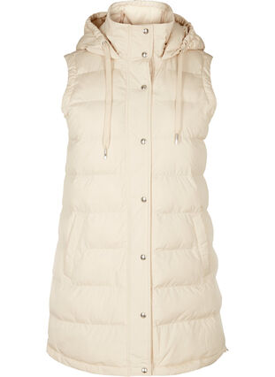Long vest with a body warmer and button fastening, Pumice Stone, Packshot image number 0