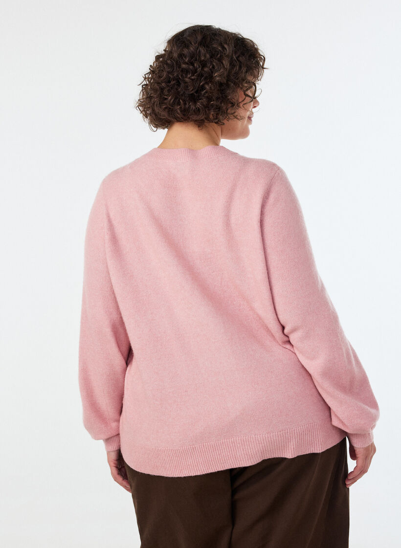 Cardigan in a soft knit with gold-coloured buttons, Red, Model image number 2