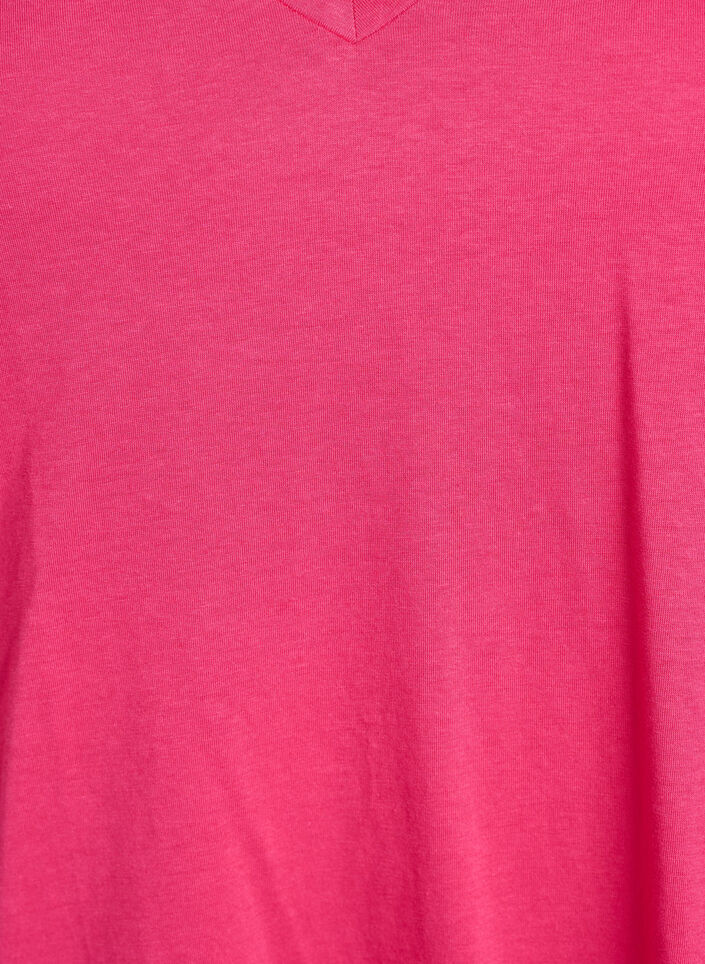 Short-sleeved t-shirt with v-neck, Pink, Packshot image number 2