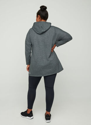 Long hooded sweatshirt, Dark Grey Melange, Model image number 1