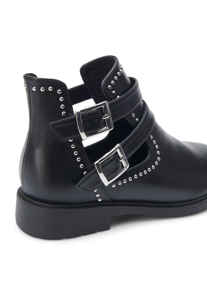 Wide fit - Ankle boots with studs, Black, Packshot image number 3