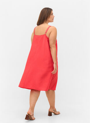Sleeveless viscose midi dress, Hibiscus, Model image number 1