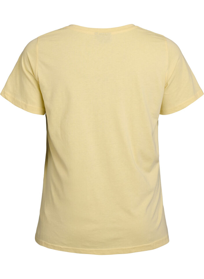 Short sleeve t-shirt with v-neckline, Yellow, Packshot image number 1
