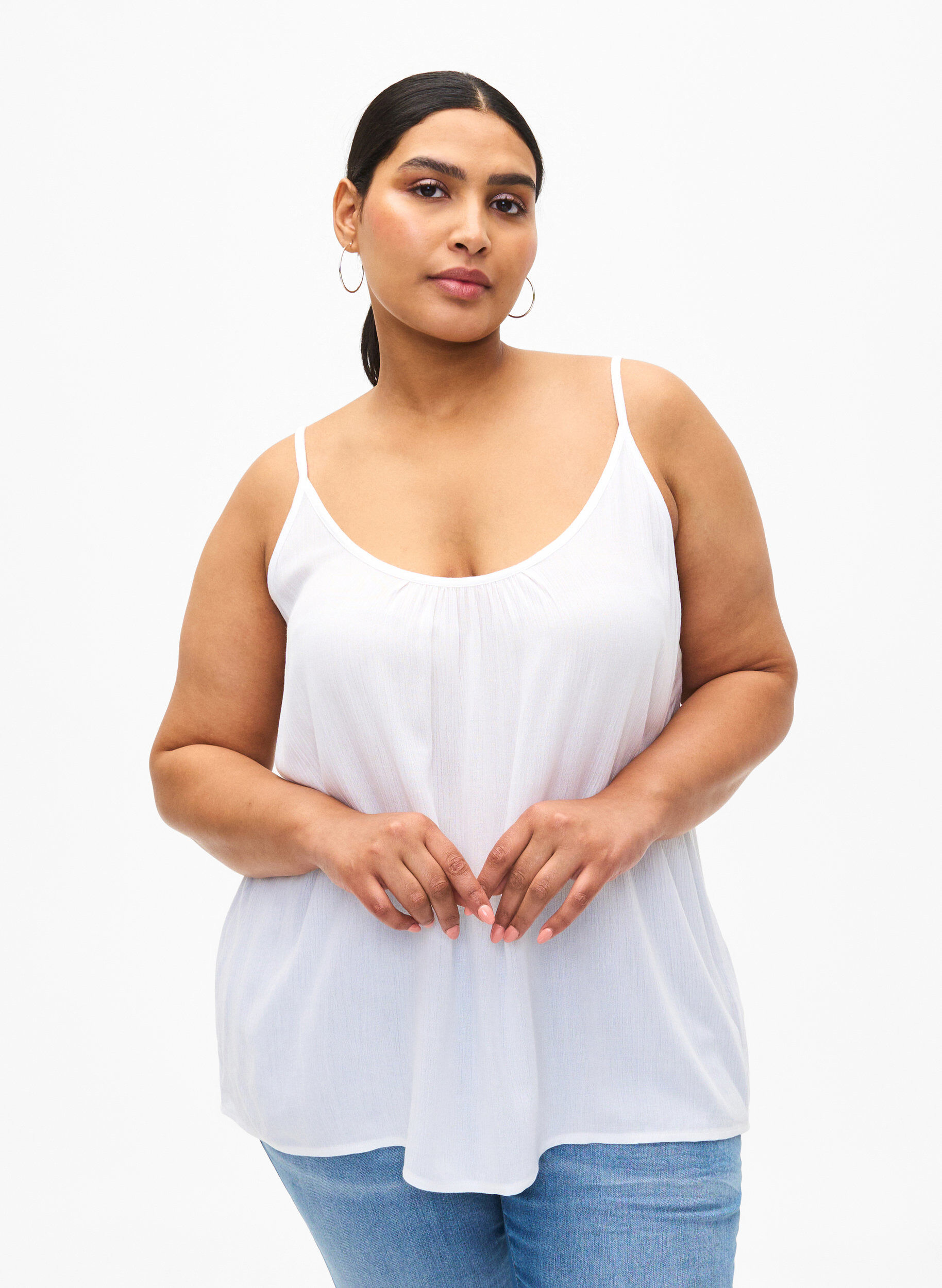 Zizzifashion Strap top in viscose, White, Model image number 0