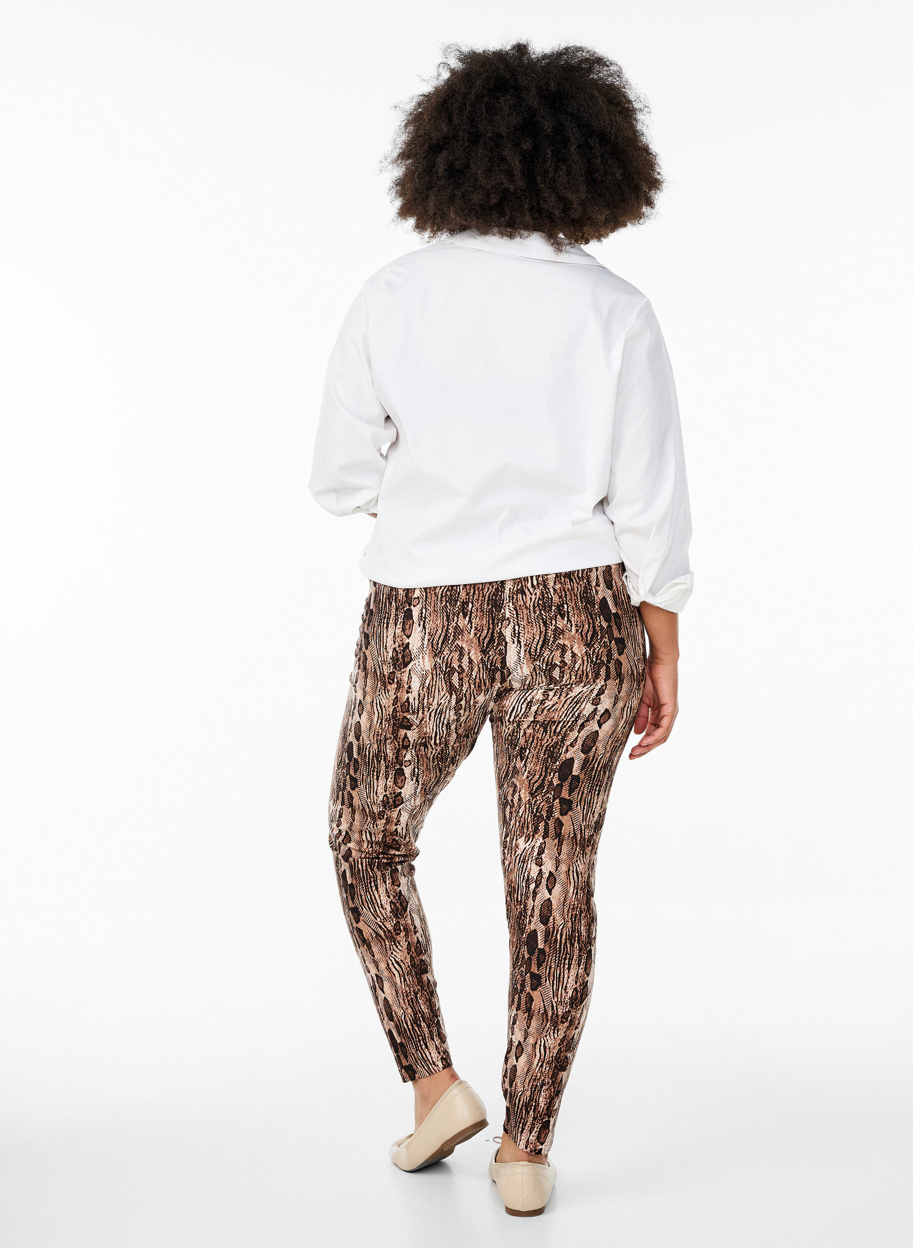 Zizzifashion Viscose leggings with print, Brown, Model image number 2