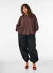 Shirt with balloon shape and concealed zip, Brown, Model image number 1